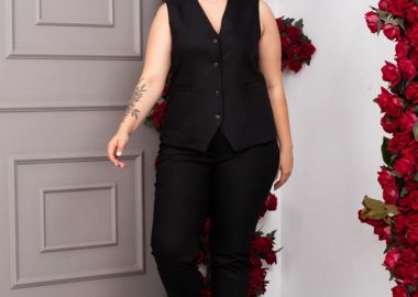 YUMA μαύρο γυναικείο παντελόνι big size - SOU - 