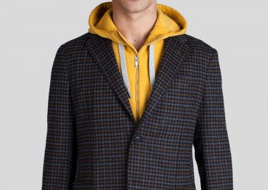 Z ZEGNA Ανδρικό Πολύχρωμο Grey Check Wool Marco Blazer - Z ZEGNA - 