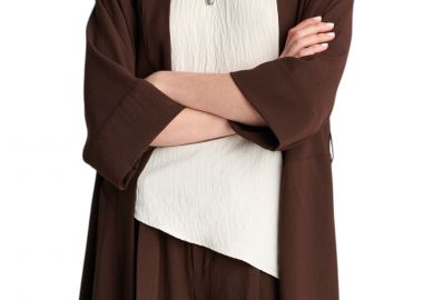 Ζακέτα Ale Μονόχρωμη Με Υφασμάτινη Ζώνη 82276612-BROWN Γυναικείο - Ale - 