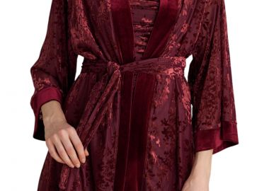 Ζακέτα Attrattivo Κιμόνο Φλοράλ Βελούδινο 9922772-BORDEAUX Γυναικείο - Attrattivo - 