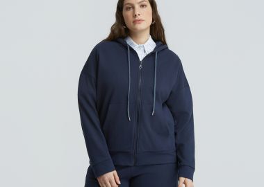 Ζακέτα φούτερ με κουκούλα και φερμουάρ - MAT FASHION - 