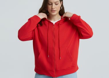 Ζακέτα φούτερ με κουκούλα και φερμουάρ - MAT FASHION - 