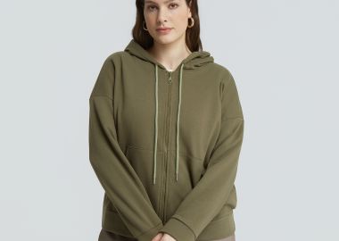 Ζακέτα φούτερ με κουκούλα και φερμουάρ - MAT FASHION - 