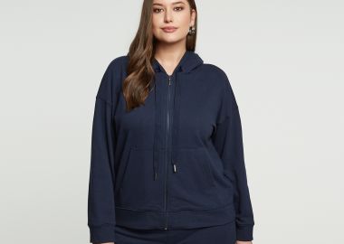 Ζακέτα φούτερ με κουκούλα και φερμουάρ - MAT FASHION - 