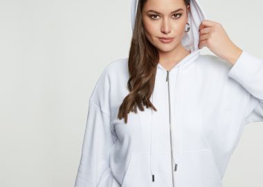 Ζακέτα φούτερ με κουκούλα και φερμουάρ - MAT FASHION - 