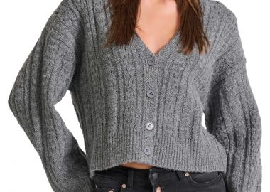 Ζακέτα Funky Buddha Relaxed Fit Cropped FBL010-121-09-GRAPHITE Γυναικείο - Funky Buddha - 