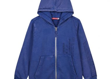 Ζακέτα πετροπλυμένη με κουκούλα για αγόρι - Μπλε 13-224002-5 - energiers - 