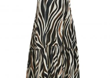 Zebra print φόρεμα με βολάν & contrast ρίγες - MAT FASHION - 