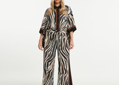 Zebra print παντελόνα με contrast ρίγες - MAT FASHION - 