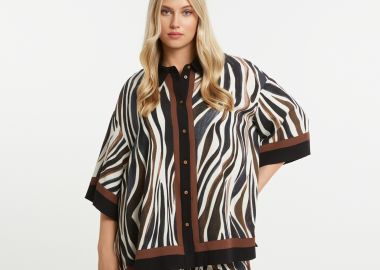 Zebra print πουκάμισο με contrast ρίγες - MAT FASHION - 