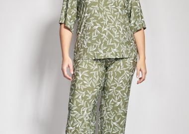 Ζέρσεϊ φλοράλ παντελόνα με ανάγλυφη υφή -  - 