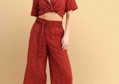 Ζιπ κιλότ broderie με ζώνη - 5206179093781 -  - 