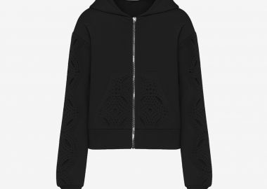 Zip-Up Hoodied Sweatshirt in Black - Cutcuutur - 