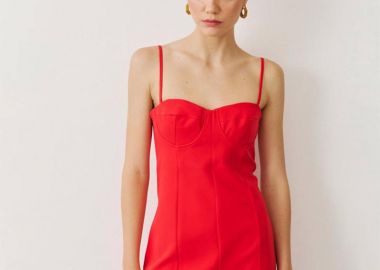 ZIZEL Γυναικείο μίνι φόρεμα κόκκινο - SOU - 