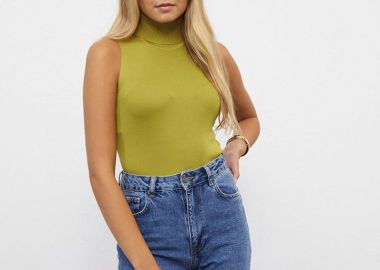 Zoen γυναικεία πλεκτή αμάνικη μπλούζα λαιμ - SOU - 