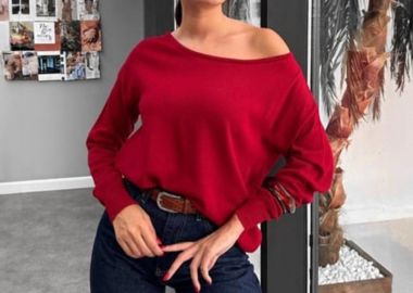 Zoha γυναίκεια πλεκτή μπλούζα κόκκινo - SOU - 