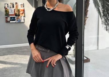 Zoha γυναικεία πλεκτή μπλούζα μαύρο - SOU - 