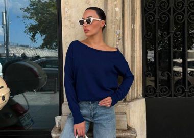 ZOHA γυναικεία πλεκτη μπλούζα μπλε σκουρο - SOU - 