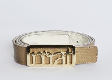 Ζώνη δερμάτινη double face με mat αγκράφα - MAT FASHION - 