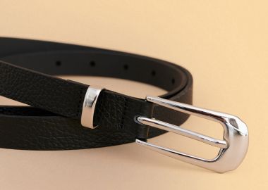 Ζώνη δερμάτινη με ασημένια αγκράφα - 5206179119603 -  - 