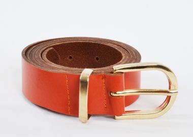 Ζώνη δερμάτινη με οβάλ αγκράφα - MAT FASHION - 