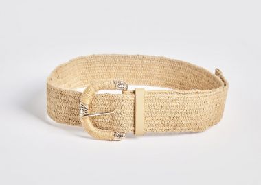 Ζώνη τύπου ψάθα με κούμπωμα -  - 