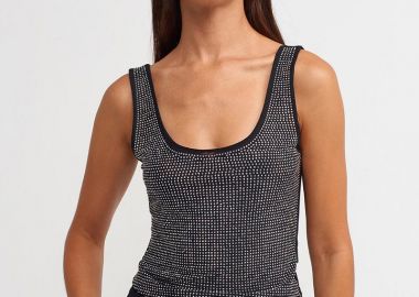 ZUBI γυναίκεια μαύρη μπλούζα με στρας - SOU - 