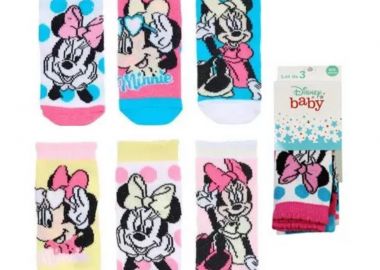 ©DISNEY ΒΡΕΦΙΚΕΣ ΚΑΛΤΣΕΣ MINNIE MOUSE 3τεμ. 1830 - λευκό ΚΙΤΡΙΝΟ - ©DISNEY - 